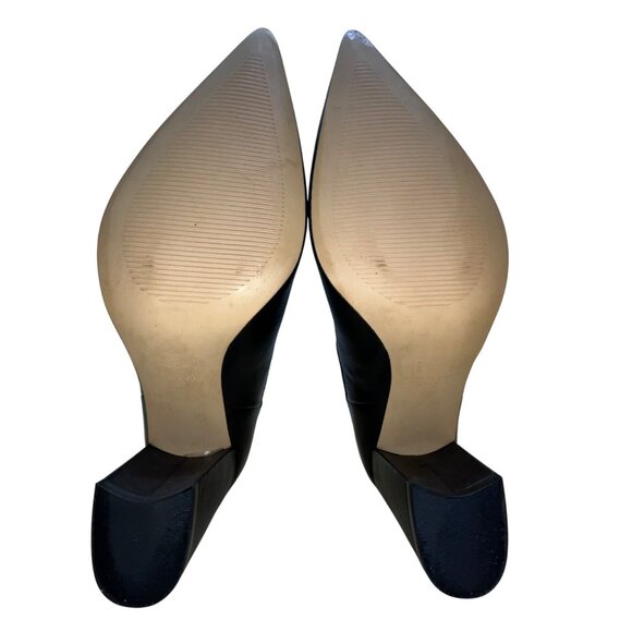 Marc Fisher Women’s Black Leather Pointed Toe Block Heel Ankle Booties Size 8M - Picture 9 of 11